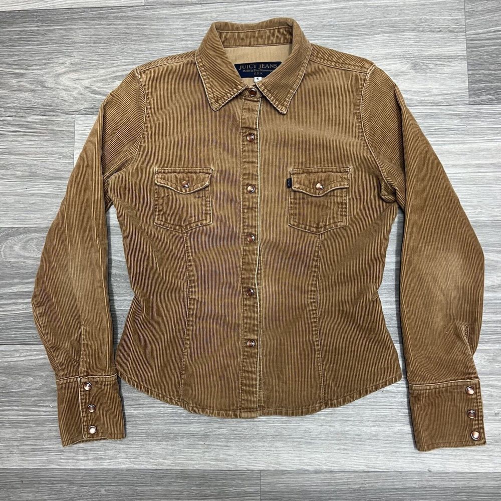 Vintage 90s Juicy Couture Jacket Womens Small Brown Corduroy‎ Crop Caramel RARE
